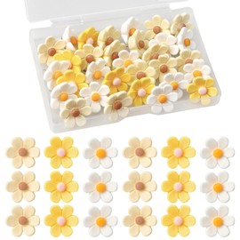 30PCS Cute Flower Push Pins Decorative Thumb Tacks Fun Push Pins for Bulletin Board Photo Wall Posters Cork Board Office Decor Map Pins Offices Schools Supplies Decoration(Yellow,White)