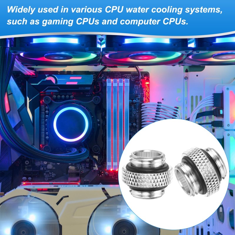 sourcing map 2pcs Water Cooling Adapter G1/4" Thread Male to