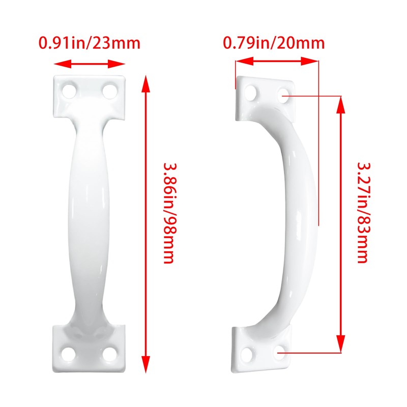 Mormchlots 12Pcs 98mm/3.86" White Metal Gate Retro Cabinet Handles, 3.86"