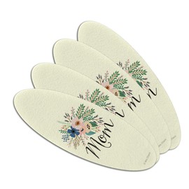 Mom with Flowers Mother's Day Double-Sided Oval Nail File Emery Board Set 4 Pack