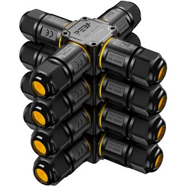 PEBA Cable Connector Waterproof 3-Pin 4-Way IP68 Waterproof Cable Connector 4-12 mm Cable Diameter, Outdoor Junction Box, 3-Conductor, Connection Clamp with Lever for Outdoor, Pack of 4 Junction Box