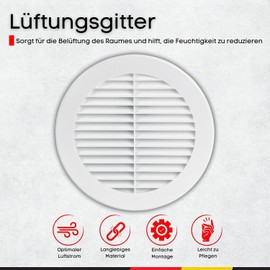 Steinberg14 White Ventilation Grille 150 mm - Plastic Exhaust Grille - Round Flange Grille for Indoor Mounting - Ventilation Grille for Wall and Ceiling