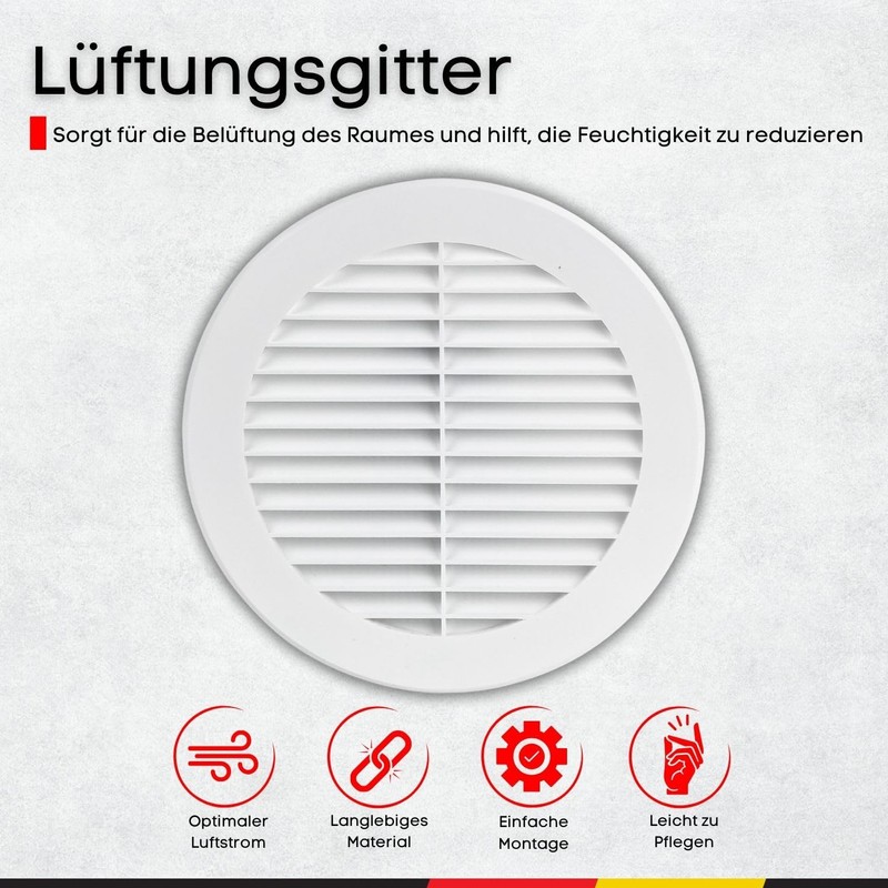 Steinberg14 White Ventilation Grille 150 mm - Plastic Exhaust Grille