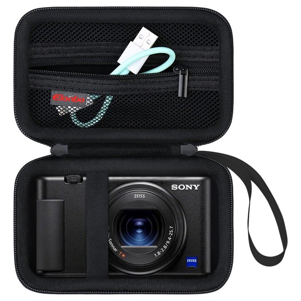 Elonbo Carrying Case for Sony ZV-1 / ZV-1F / ZV-1 II Digital Camera, 4K Video Streaming Camera Hard Travel Storage Cover Bag Organizer Holder, Mesh Pocket fits Battery Charger Memory Card. Black