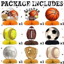 Sport Party Decorations - Sport Honeycomb Centerpieces for Kids' Sport Birthday and Baby Shower Table Decor