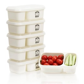 CLFORLORGN 6 Pack Reusable Snack Containers with Lids, 2-Compartment Snackle box, Reusable Snack Packs Container for Meal Prep, Food Storage On-the-Go Snacking for Picnic, Work, Travel