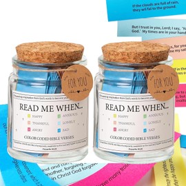 Christian Gifts for Women,Bible Verse a Jar,2PCS Read Me When Bible Verses Jar for Emotions and Feelings,Scripture Prayer Hope Jar,Blessings Jar Religious Christmas Gift