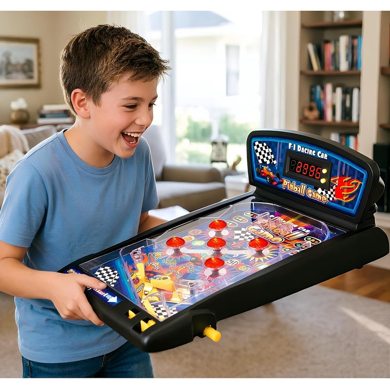 Racing Car Tabletop Pinball Machine, Retro Arcade Toy, Age 8+