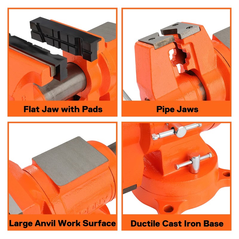 PONY Heavy Duty Bench Vise, 5-inch Jaw Width and Opening,