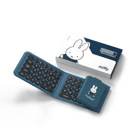 Miffy Triple-Fold Bluetooth Keyboard - Magnetic Fold Design with Integrated Touchpad & Numeric Keypad, Bluetooth 5.0 (3 Devices), Rechargeable 5.6mm Slim, Premium Leather - Blue