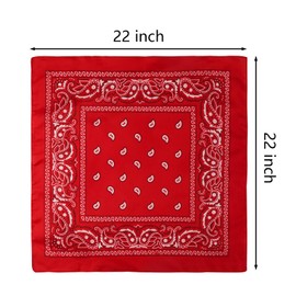 SUMERSHA 3Pcs Paisley Pattern Bandanas for Men and Women Cowboy Bandana Handkerchiefs Square Head Wrap Scarf (Black, Red, White)