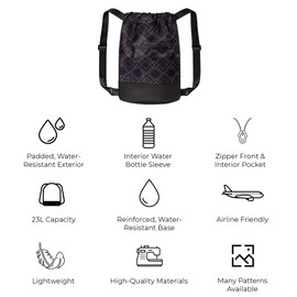 GOMOYO 2-Pack Women's Floral Plum Drawstring Backpack with Adjustable Shoulder Strap, 18 x 14 x 7 inches, Perfect for Gym, Travel, and Overnights