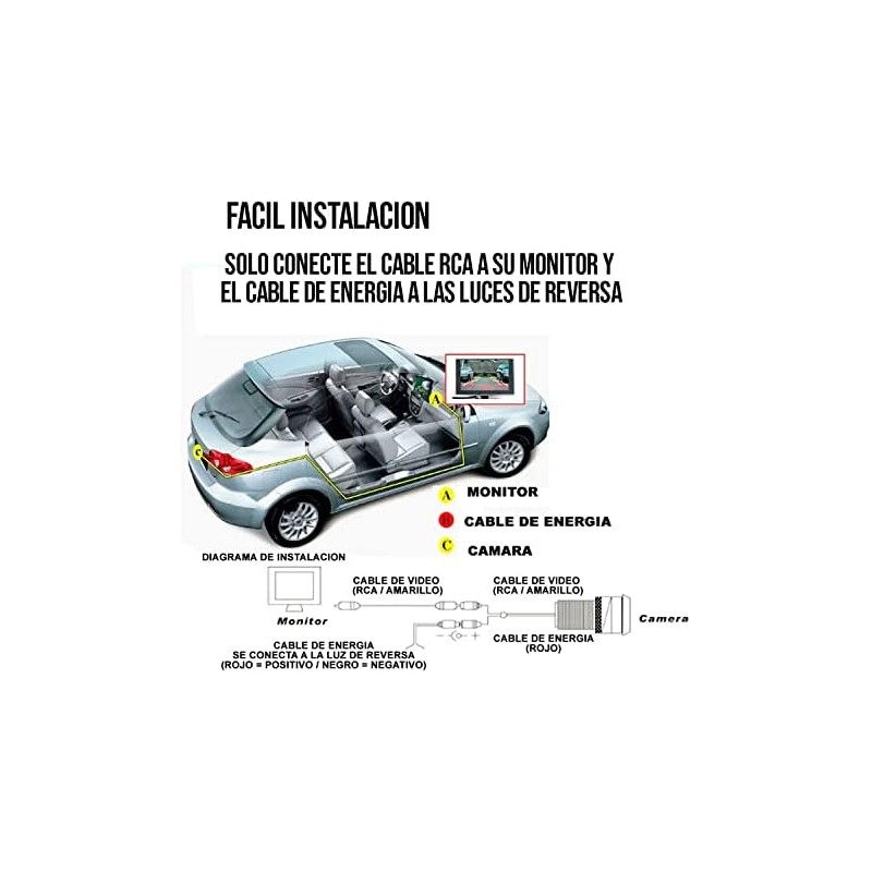 Cámara de reversa con sensores de proximidad y Buzzer