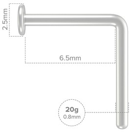 6pc 20g 0.8mm L-Shaped Nose Bar Ring Clear Bioflex Nostril Retainer Keeper Rings Small Flexible L Shape Bend Piercing