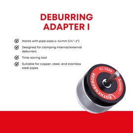 Rothenberger Deburring Adapter I with 6.1cm Diameter - For Deburring Copper, Steel and Stainless Steel Pipes - Suitable for Plumbing, Heating, and Air Conditioning - 11044