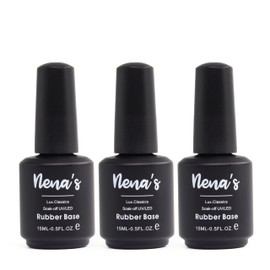 Nena's Elastic RUBBER BASE CRISTAL Coat 15 mL (3-Pack) UV/LED Curable. Correcting Coating with Enhanced Adhesion Soak Off