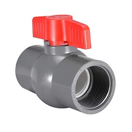 sourcing map PVC Ball Valve Supply Pipe Knob Threaded Ends 1-1/2" Inner Hole Diameter Red Gray