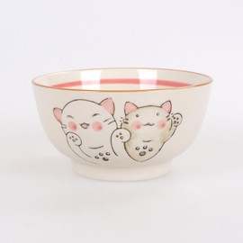 CoolChange Cute Japanese Rice Bowl Set | Hand Painted | 2 Pieces | Asian Dining Bowls | Decor: Cats