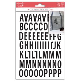 Toga Sheets of Iron-On Letters, Fabric, Noir - Majuscule Bâton, 15.5 x 27.5 x 0.1 cm