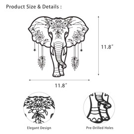 Rajukit Metal Elephant Decor – Aesthetically Pleasing African Elephant Wall Art and Bathroom Decor – Durable Animal Head Wall Décor for Home & Kitchen