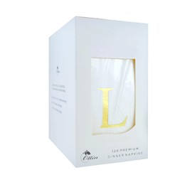 Ottin 120 Gold Foil Monogrammed Letter L Paper Guest Tower Elegant Metallic Initial Disposable Dinner Napkins for Bathroom Wedding Bridal Shower Engagement Banquet Rehearsal