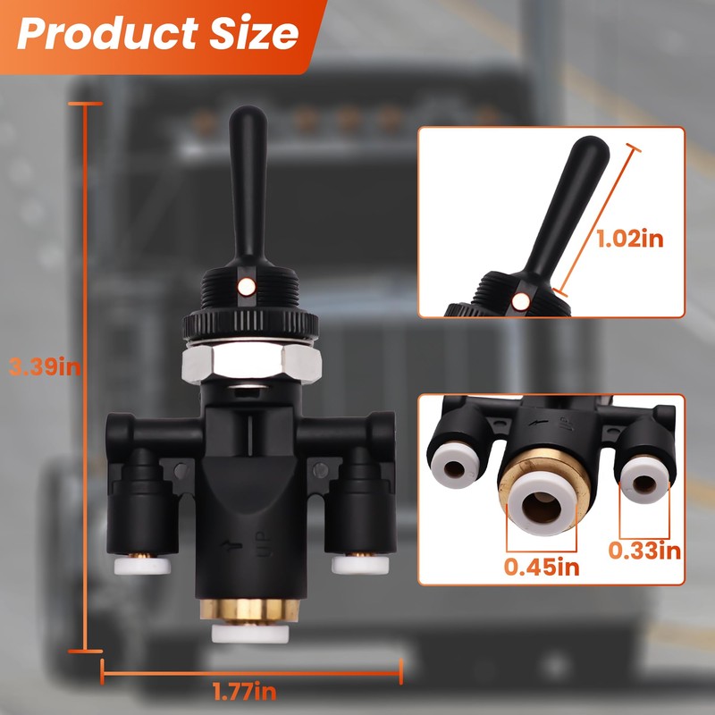 Air Window Toggle Valve Switch 1/4 Compatible with Peterbilt 379