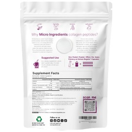 Micro Ingredients Multi Collagen Peptides Powder, 40 Stick Packs | Type I, II, III, V, X + Biotin, Vitamin C & Hyaluronic Acid | Unflavored | Supports Hair, Skin & Joint Health | Keto, Non-GMO