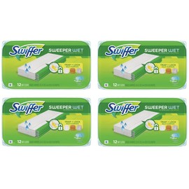Sweeper Wet Mopping Pad Refills for Floor Mop Open Window Fresh Scent 12 Count - 4 Pack