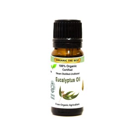 Eucalyptus Oil, Cosmos Certified Organic, Pure Essential Oil, Best Therapeutic Grade for Aromatherapy, Massage, Diffuses & Bath - 10ml