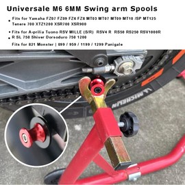 M6 Swingarm Spools, Motorcycle 6mm Sliders Stand Universal for FZ07 FZ09 FZ6 FZ8 MT03 MT07 MT09 MT10 /SP Tenere 700 XTZ1200 XSR700 XSR900 (Red)