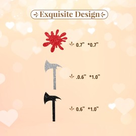 120pcs Bloody Confetti, Ax Table Confetti, Red&Black Glitter Murder Mystery Killer Birthday Table Scatter, Horror Movie Theme Party Decoration