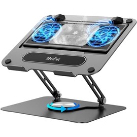 Metfut Almohadilla de refrigeración para laptop con ventilador y enfriador desmontables, altura y ángulo ajustables, base de rotación 360, marco de ac