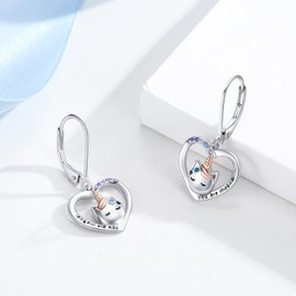 Unicorn Earrings for Women 925 Sterling Silver Heart Unicorn Earrings with Zircon Cute Jewelry Gifts for Women