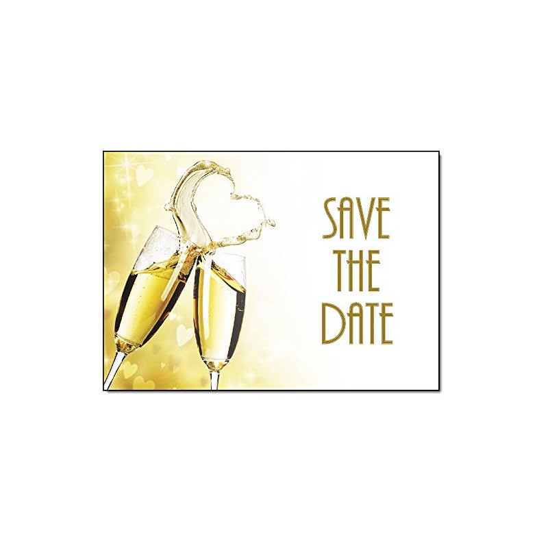 doodlecards Save the Date Heart Champagne Postcards Cards Pack of