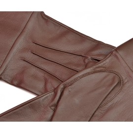 Brown Medieval Gauntlet Leather Cosplay Gloves Long Arm Cuff (Large), Black