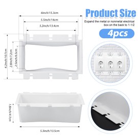4pcs BE3-4 Electrical Outlet Box Extenders, (3-Gang) Electrical Outlet Extension Box with 24pcs Screws Receptacle Power Switch Accessories (White)
