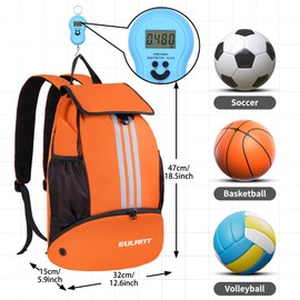 EULANT Improved Football Backpack with Shoe Compartment, Multifunctional Backpack with Bottom Compartment, Waterproof Sports Bags for Basketball, Swimming, Camping, Training, Beach, Yoga, Dry Wet