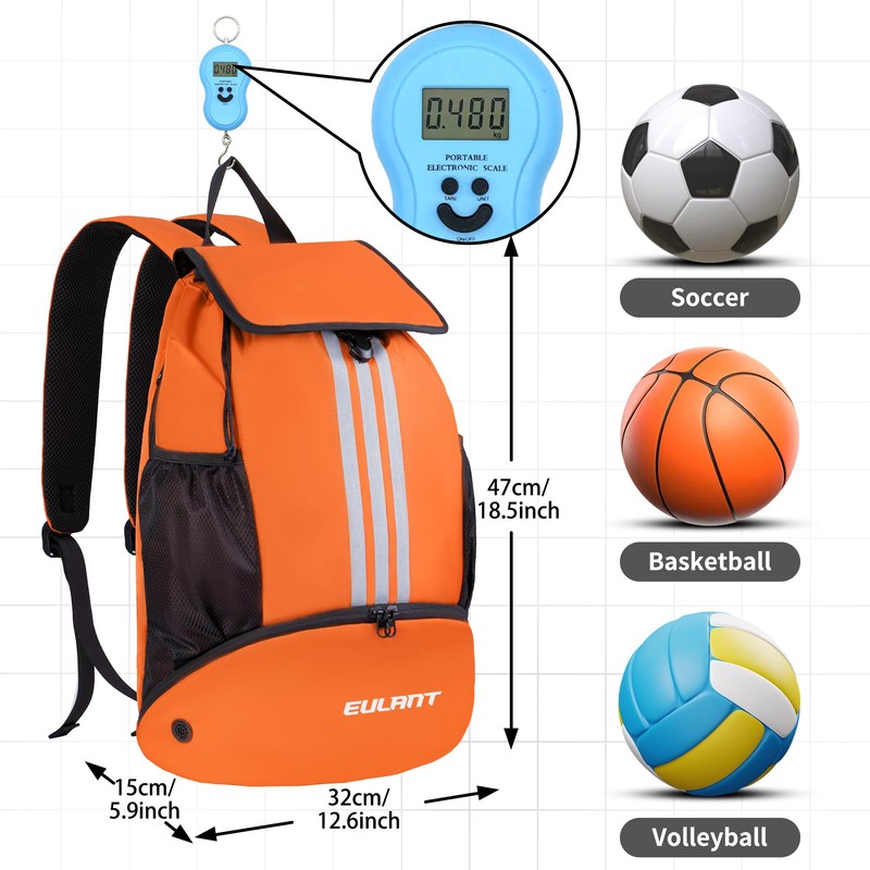 EULANT Improved Football Backpack with Shoe Compartment, Multifunctional Backpack with