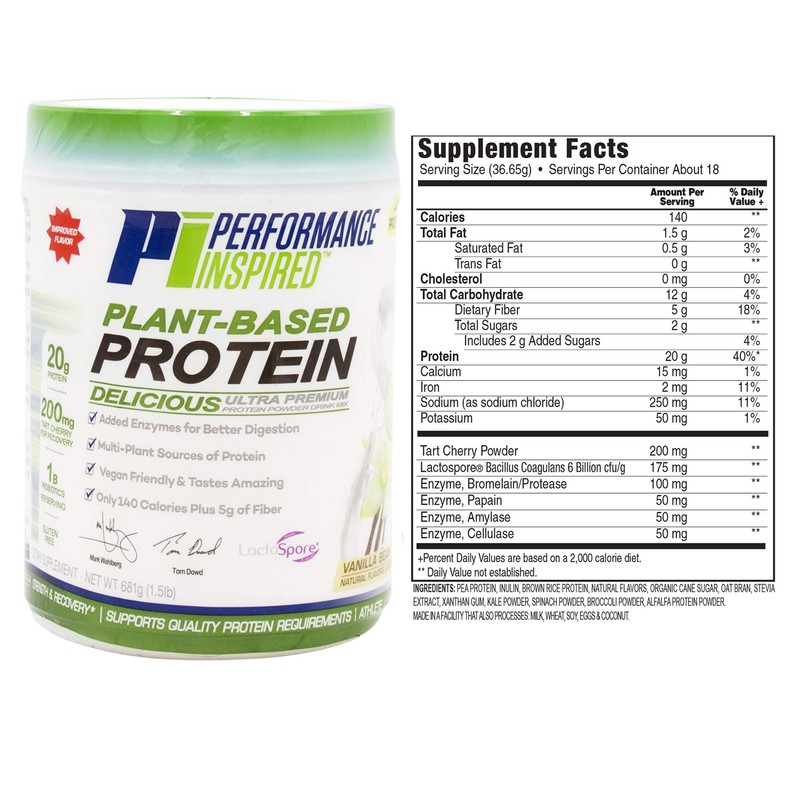 Performance Inspired Nutrition Plant-Based Protein Powder – All Natural –