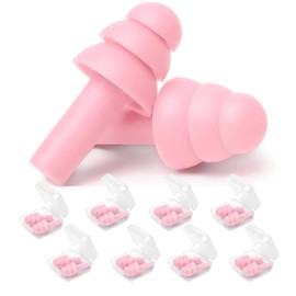 Ear Plugs, Reusable Earplugs for Sleeping Noise Cancelling – Super Soft, Silicone Ear Plug for Sleeping 8 Pairs, Swimming, Snoring, Concerts, Work, Noisy Places