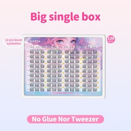 ELYZZA Idol Lash Extension Kit 10-12mm C+ Curl Eyelash Clusters Faux Mink Lash Clusters Extensions With Tweezers & Glue For DIY Individual Lashes at Home - Specification: Single Box