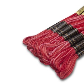 UMC STAG Pack of 12 Premium Variegated Embroidery Thread | 100% Egyptian Cotton Premium Skeins | Cross Stitch Embroidery Floss | Oeko TEX Certified Stranded Cotton | (Dark Pink Variegated 1204)