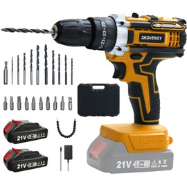 Cordless Drill Power Drill High-Performance Large-Capacity Lithium Battery，25+3 Adjustable Torque Electric Drill YELLOW