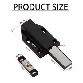 4 Pack Magnetic Push Latch Jiayi Heavy Duty Push Touch Latches for Large Door Push Release Latch Kitchen Drawer Push Catch Press Out Latch, Black