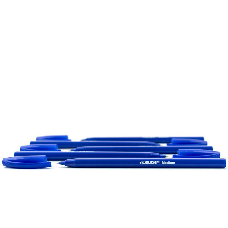 Eziglide Ballpoint Blue Pen, Pack of 10 Ballpoint Pens, Smooth