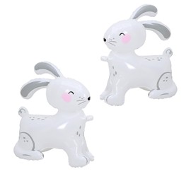 JUFYVO 2pcs 4D Realistic Bunny Airwalker Walking Animal Balloons Easter Foil Balloons Easter Party Decorations Standing Rabbit Ornaments