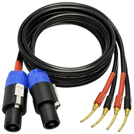 CESS-276-3f Super Soft Silicone 12 Gauge Wires, Male Speakon Plug to Flex Braided Pin Banana Plug Speaker Cable, 680-Strand Tinned Copper, Durable Audio Cable for Amplifier & Speaker (3 Feet)