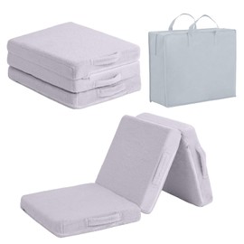 Tiita Toddler Foldable Floor Mattress, Small Floor Nap Mat for Sleeping Daycare, Trifold Kids Futon Mattress, Portable Tri Folding Mattress for Girls and Boys, Plush Grey
