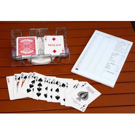 Canasta Cards with Point Values, Tray and Score Pads Set. Includes 2 Deck of Bicycle Cards, Revolving Holder, and 50 Scoring Sheets.