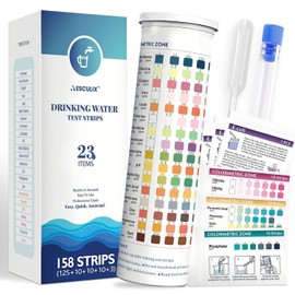 All-New 23 in 1 Drinking Water Testing Kit 158 Strips,Well Water Testing Kit & Water Test Strip for House Water for Hardness，Chlorine,Copper,Iron,Lead,pH